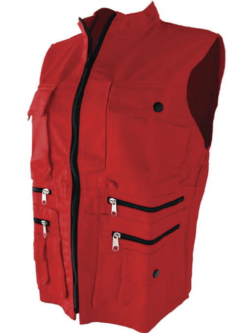 chaleco multibolsillos rojo